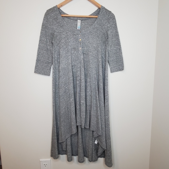 * Gray * Free People Beach Henley 1/2 Sleeve Flowy Dress - Picture 2 of 11